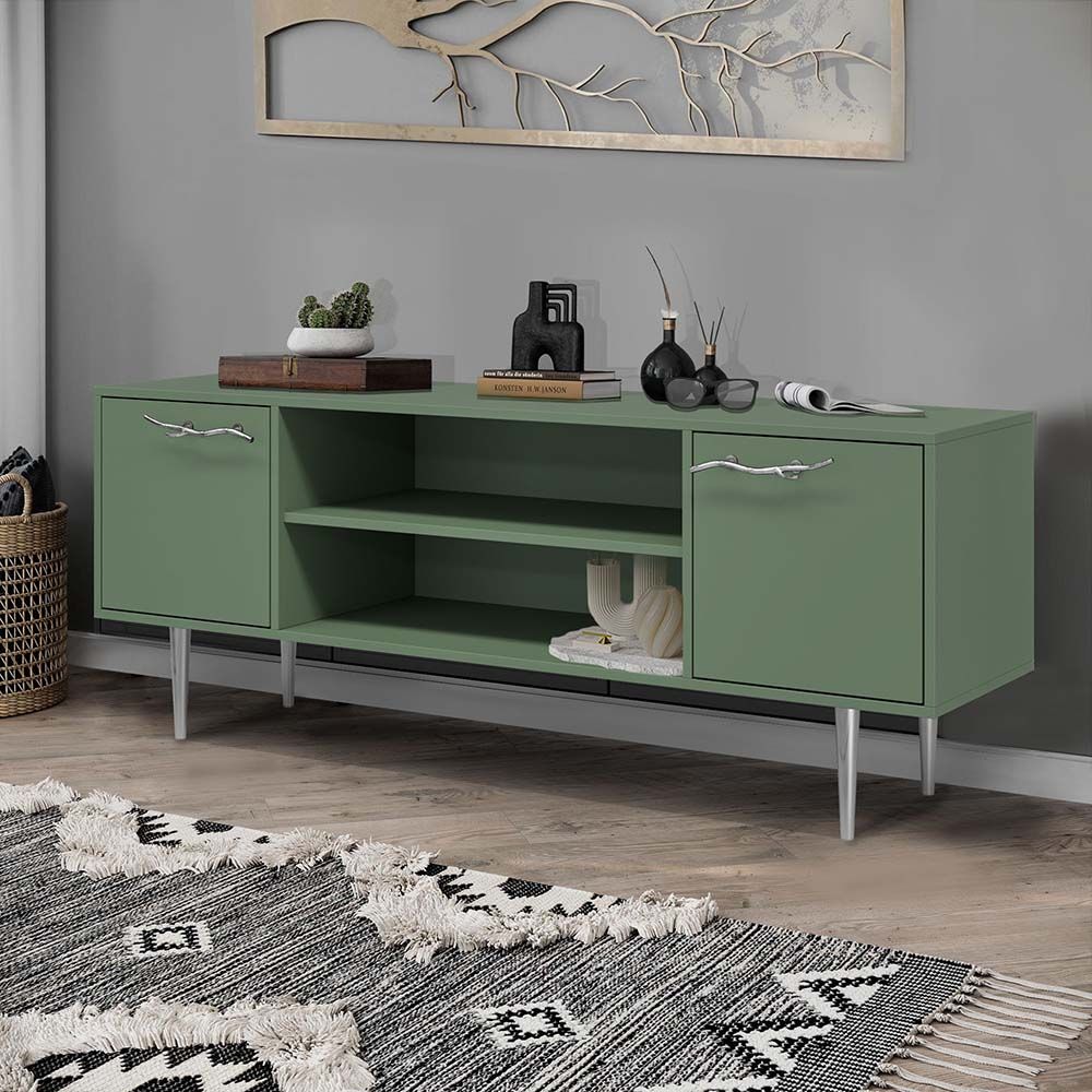 Тумба под ТВ Арт Колор matte 155см Стайл Сильвер Зеленый нефрит матовый