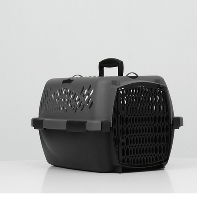 Переноска для животных с пластиковой дверью, 40 х 32 х 26, серая