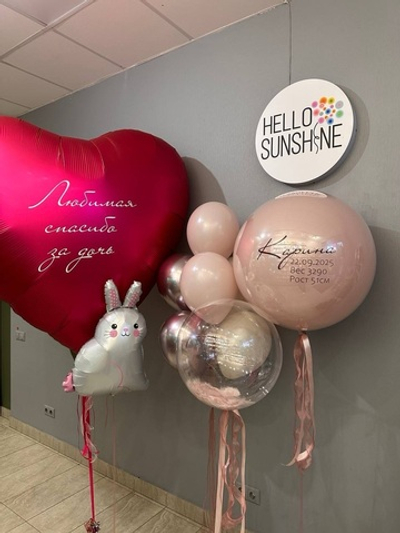 Набор шаров на выписку с огромным сердцем