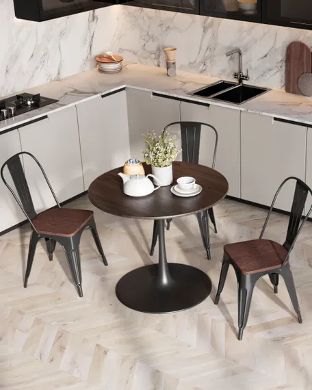 Стул TOLIX WOOD черный глянцевый