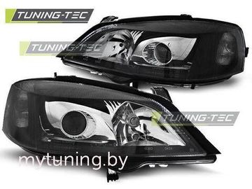 Передние фары Opel Astra G black