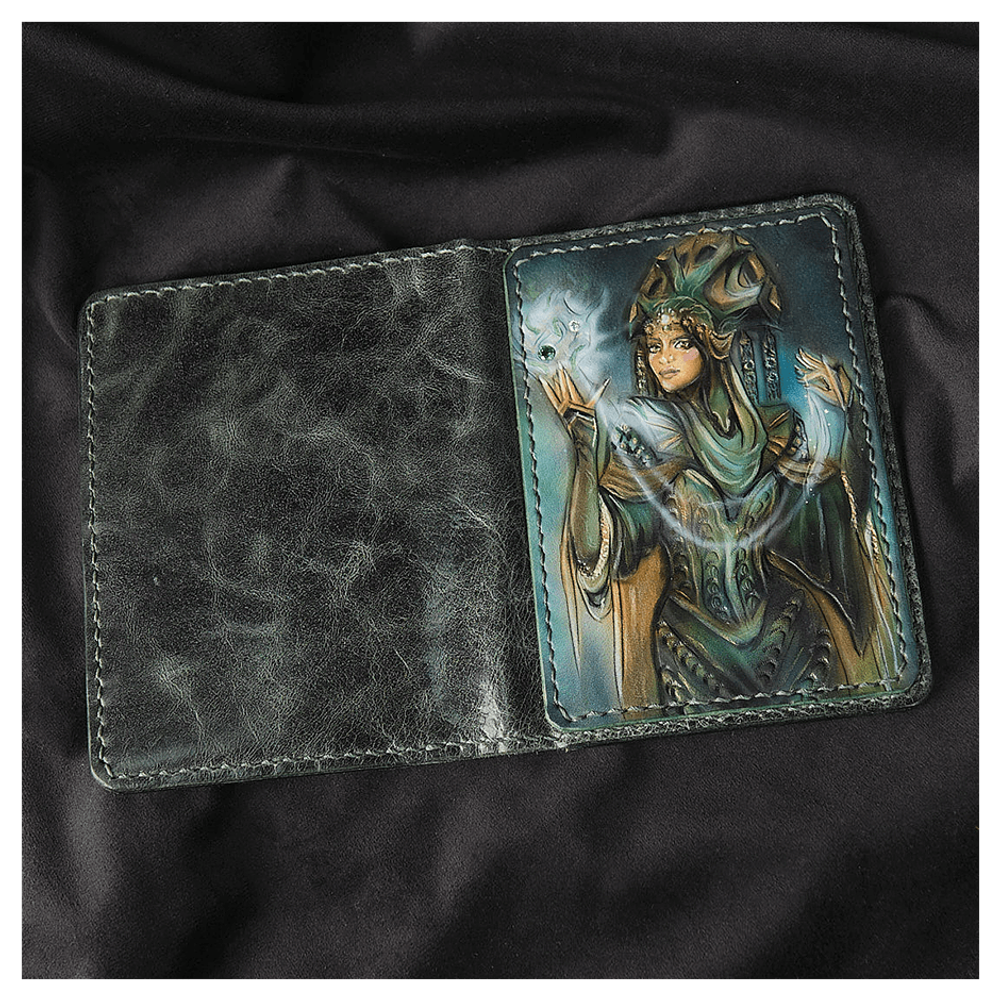 Кожаная обложка на паспорт «Малахитница»