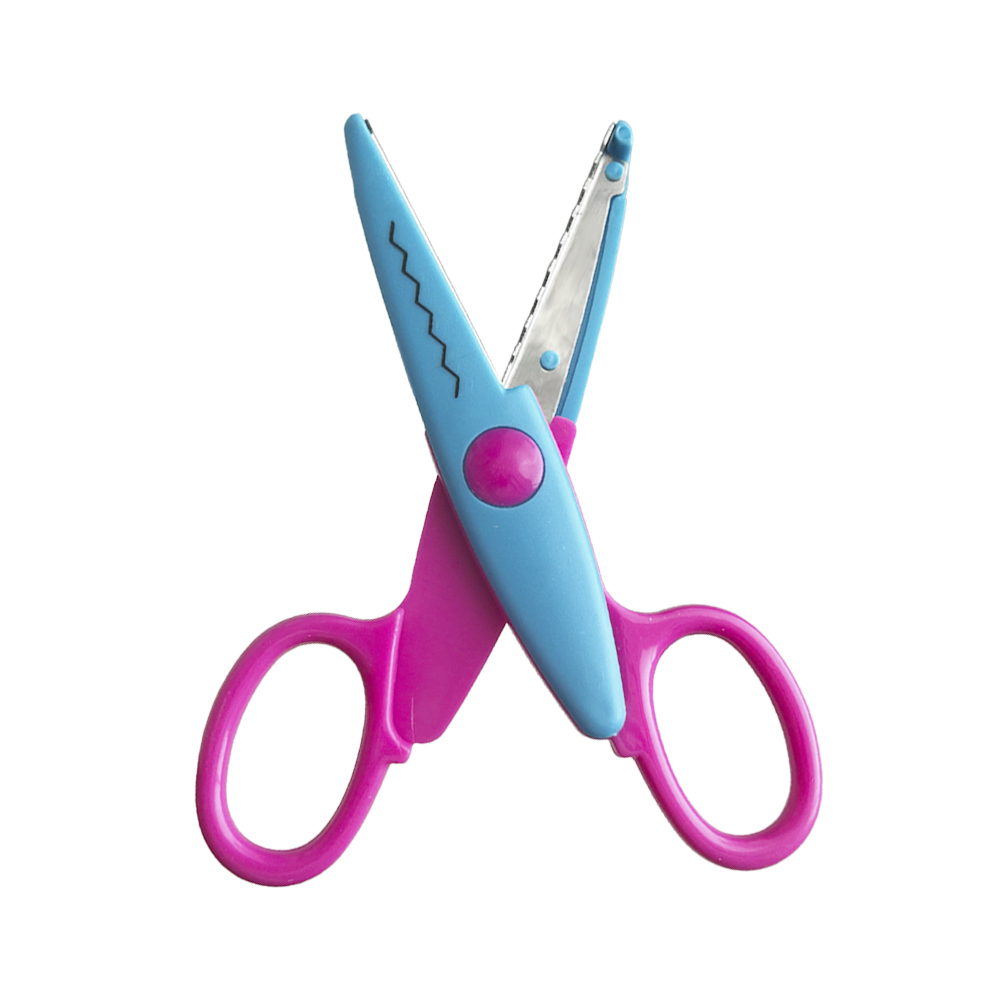 Ножницы для бумаги фигурные 3 шт детские, Закругленные безопасные лезвия 5 см, длина 13 см, для резки, творчества, двухцветный корпусные, NB-Nabil