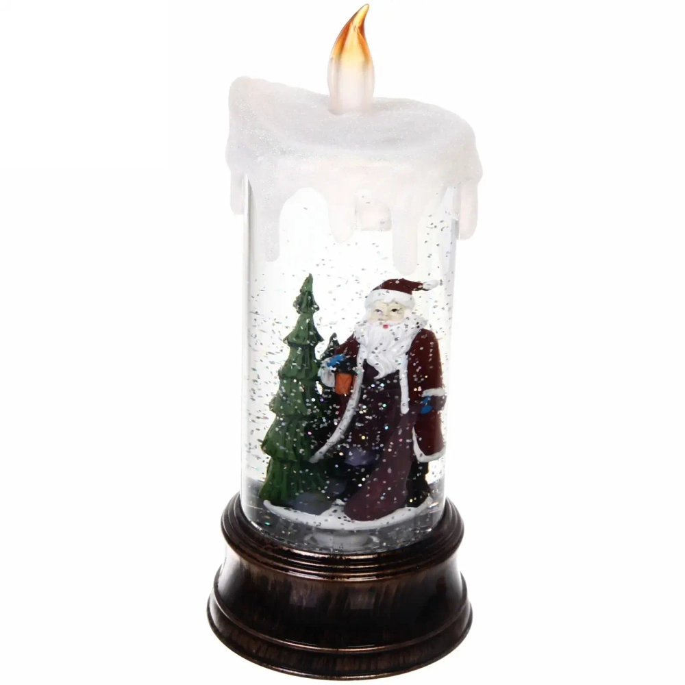 Сувенир с подсветкой «Свеча с компанией снеговиков» 26 см