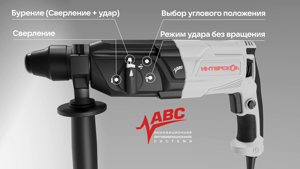 Трехрежимный перфоратор SDS plus с активной виброзащитой ИНТЕРСКОЛ П-32/1100АВС