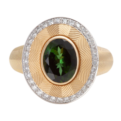 Кольцо с Турмалином и Бриллиантами, R0084-0/10