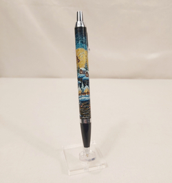 Ручка "Деревенский пейзаж" с ручной росписью Палех