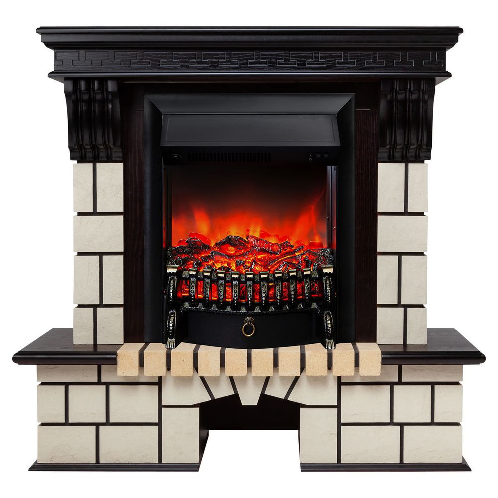 Электрокамин RealFlame Stone STD AO античный дуб с очагом Fobos Lux Black