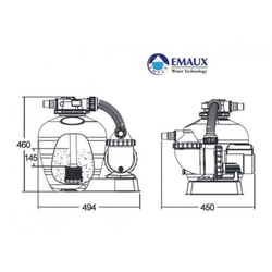Песочный фильтр-насос Emaux FSU-8TP 8000 л/ч, резервуар для песка 17 кг (88033669)