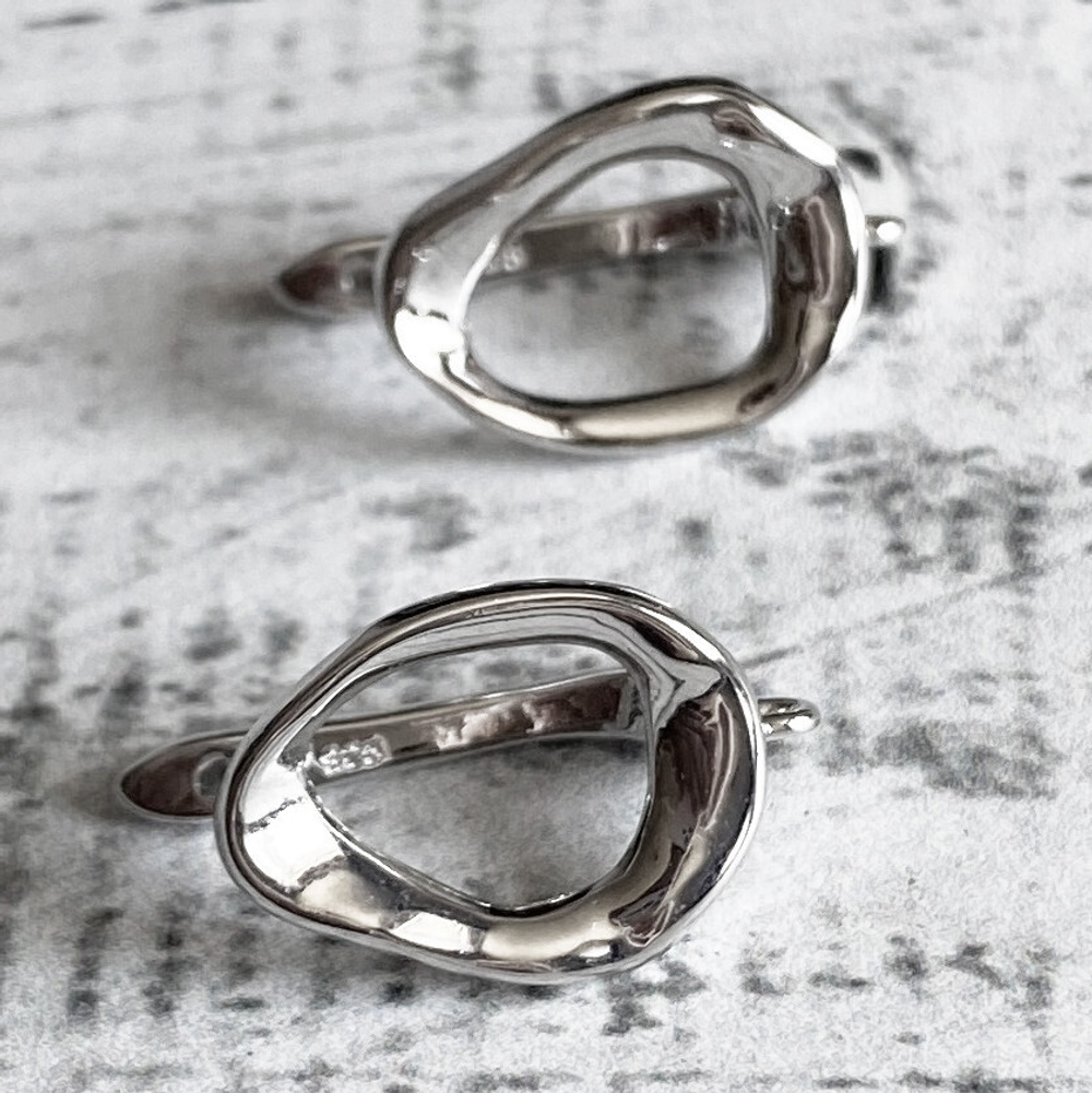 Ювелирные швензы с родиевым покрытием, 20*13 мм, цена за пару