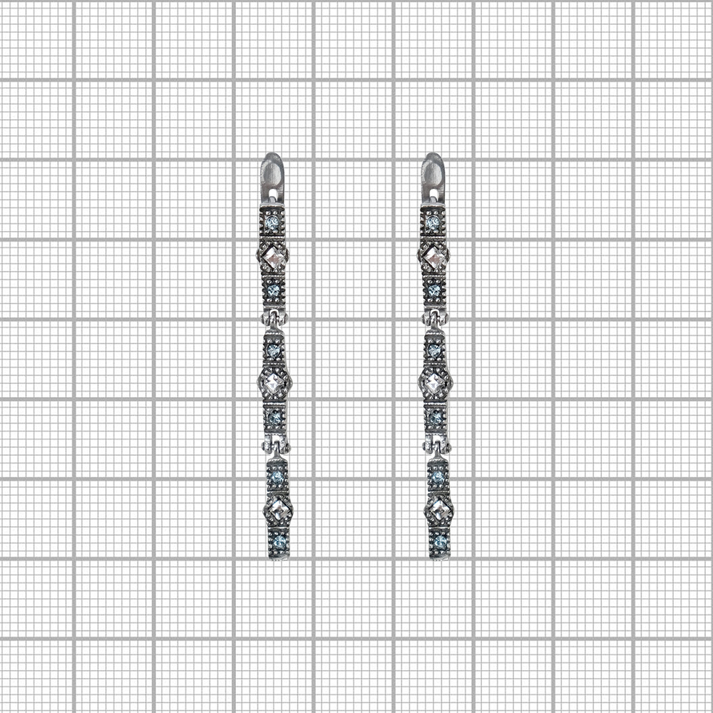 "Лента" серьги  в серебряном покрытии из коллекции "Стиль" от Jenavi с английским замком