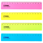Линейка 15см. пластиковая, с волнистым краем, неоновые цвета, ассорти (Стамм)