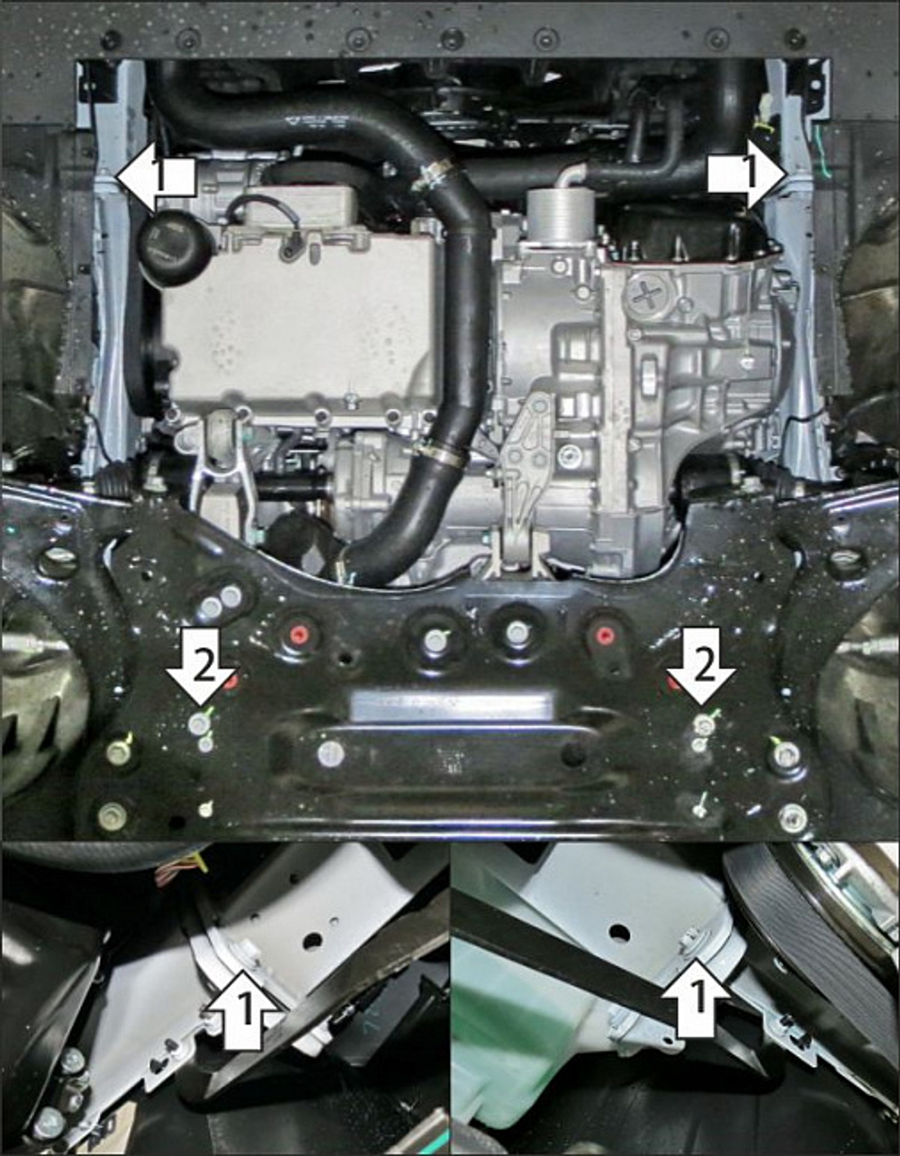Защита картера двигателя, КПП. 1,5 мм, Сталь. для Geely Tugella 2020-н.в., Motodor.54205