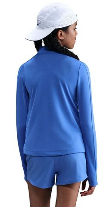 Футболка для девочки Nike Girls Dri-FIT Long-Sleeve 1/4-Zip Top - comet blue/white