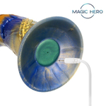 Желто-синий фантазийный вибратор с пультом ДУ - 21,5 см. (Цвет: разноцветный)