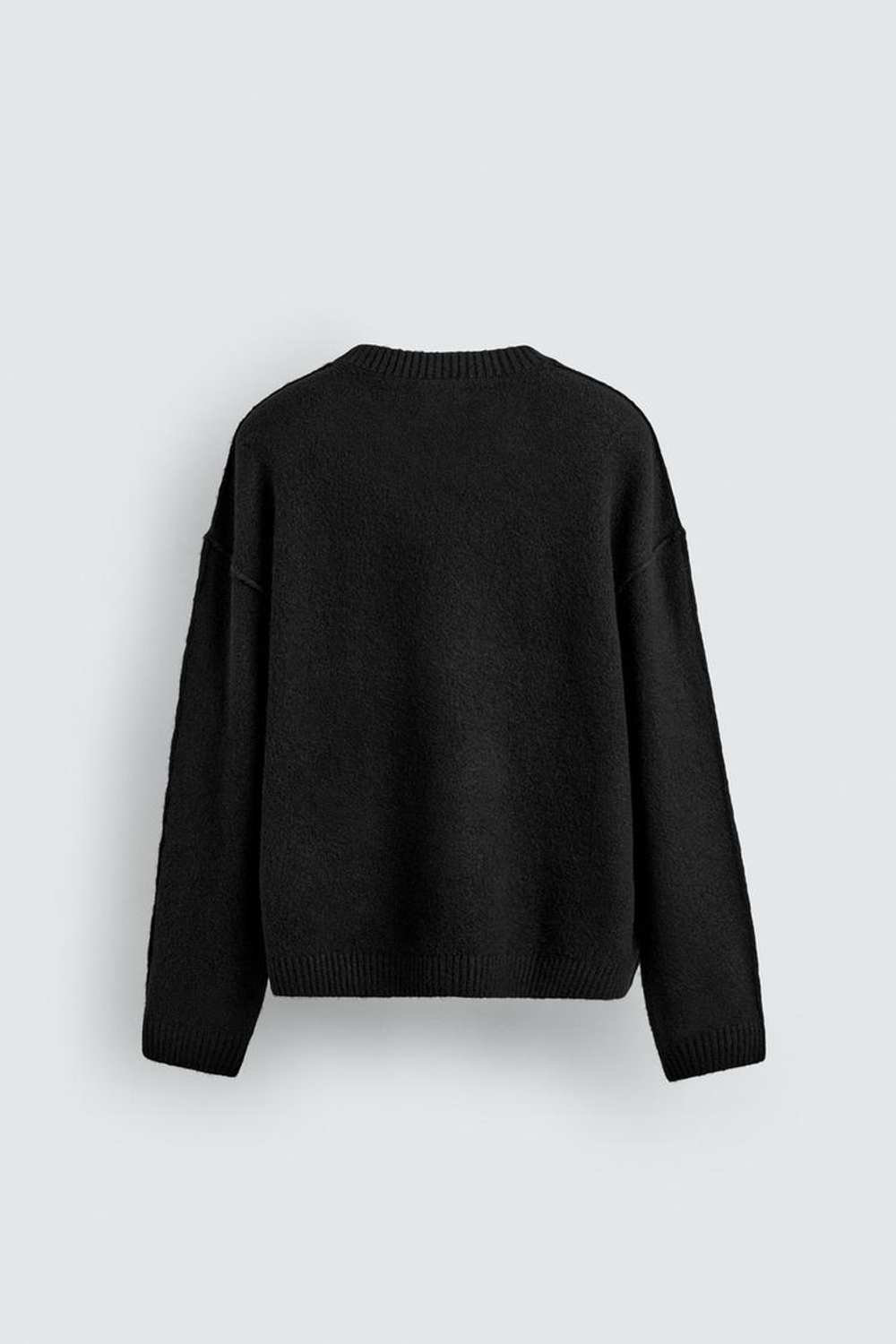 ZARA СВИТЕР С РЕЛЬЕФНЫМИ ШВАМИ, ЧЕРНЫЙ