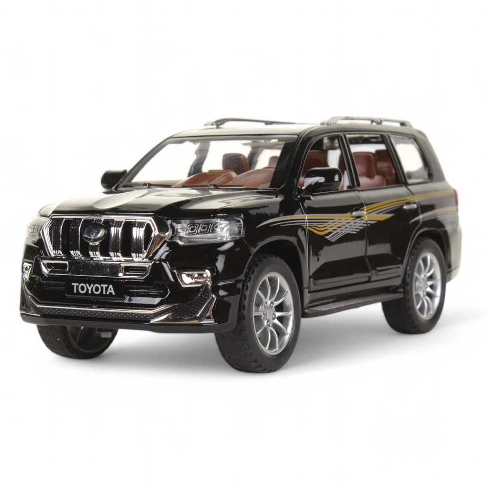 Модель ин. мет. "Toyota Land Cruiser Prado" 21см, свет-звук 21см, двери, черный, коробка CZ124-R (Техно