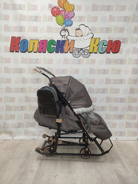 Санки-коляски Galaxy Snow Glory Gloss коричневый-серый