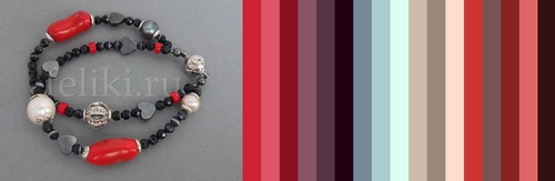 браслет из агата и коралла (б-1232)