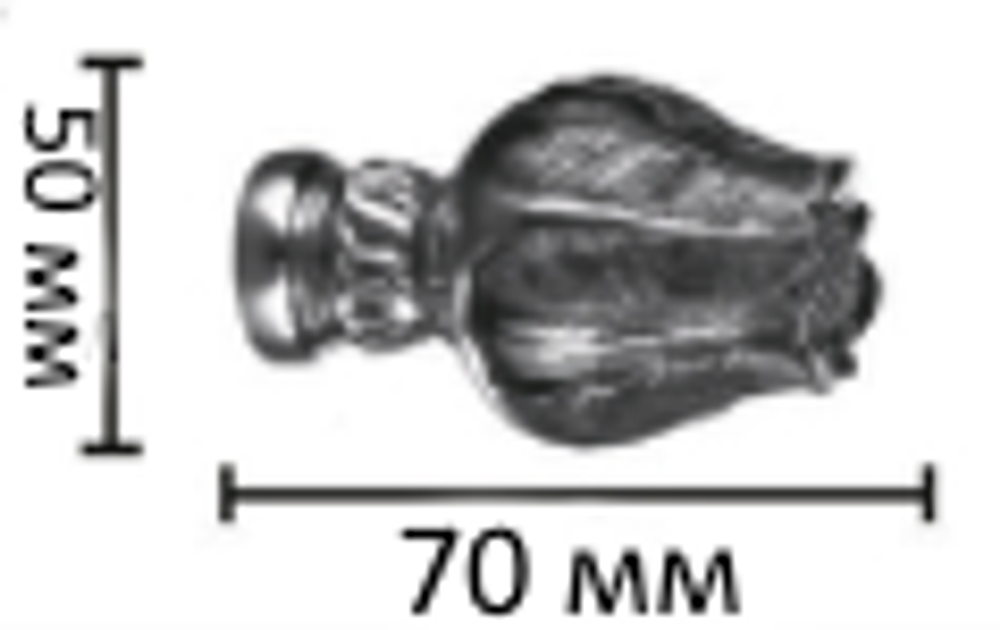 Наконечники "Тюльпан" для кованых карнизов d25 мм, цвет нержавеющая сталь