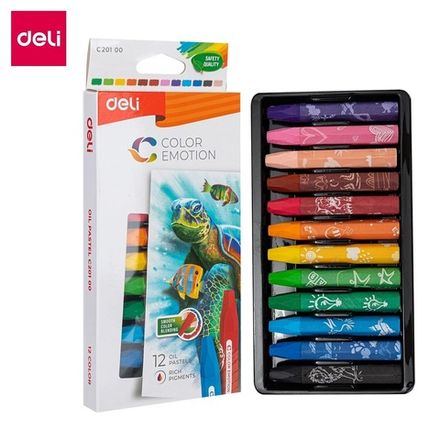 Пастель масляная Deli Color Emotion 12цв., шестигранные