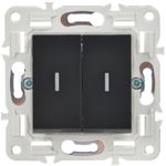 SKANDY Выключатель 2-клавишный проходной с индикацией 10А SK-V10Bl черный IEK