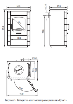 Печь TMF ЯУЗА-1 антрацит, НВ размеры
