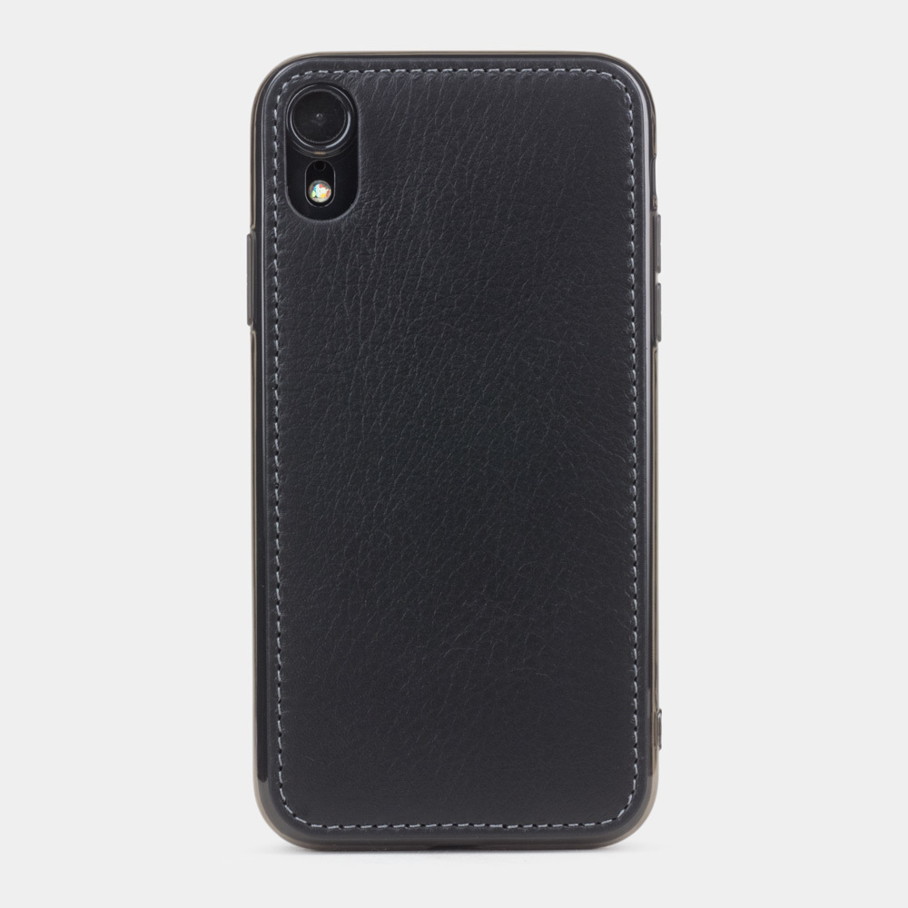 Чехол-накладка кожаная для iPhone XR черного цвета