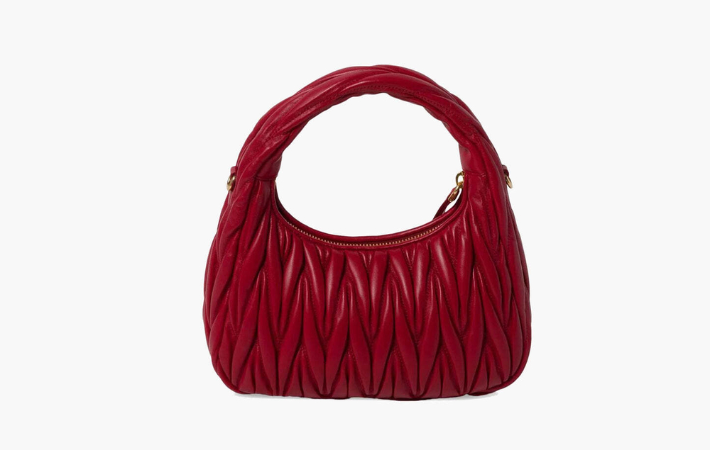Сумка Miu Miu Wander Matelasse Nappa Leather Hobo Bag "Red"