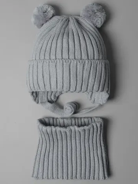 Шапка с завязками и снуд детская, осень