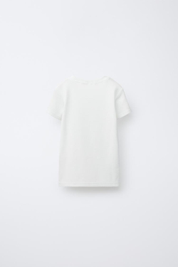 ZARA КОМПЛЕКТ ИЗ ТРЕХ ФУТБОЛОК С КОРОТКИМИ РУКАВАМИ, ЖЕЛТОВАТО-БЕЛЫЙ