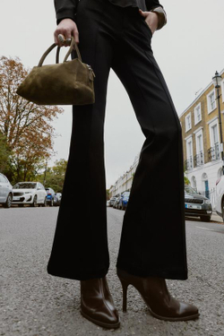 ZARA БРЮКИ FLARE С НИЗКОЙ ПОСАДКОЙ, ЧЕРНЫЙ