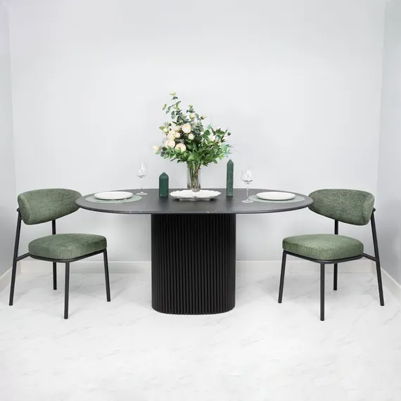 Стул Arvo серо-зеленый шенилл с черными ножками