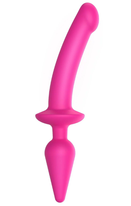 Ярко-розовый двусторонний фаллоимитатор Switch Plug-In Semi-Realistic Size L