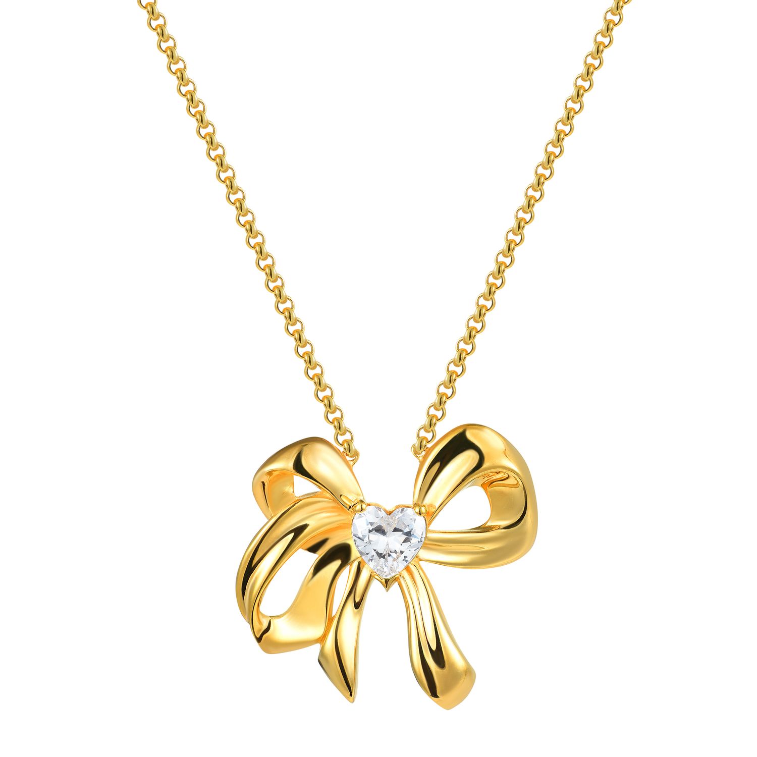 Колье Hearty Bow Necklace - Gold