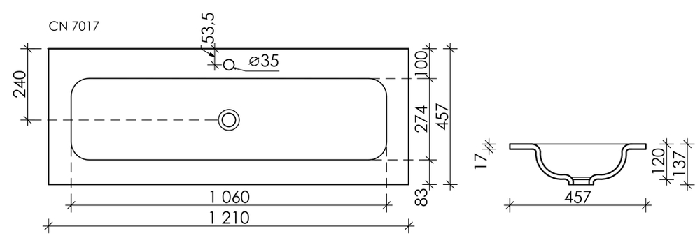 Раковина Ceramica Nova Element 120 см CN7017 белый