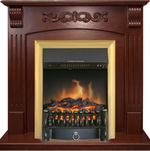 Каминокомплект Sorrento угловой - Орех с очагом Fobos FX Brass
