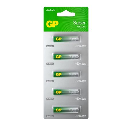 Элемент питания GP Alkaline Super G-Tech LR03 BL5 1.5V отрывные (1/12/120)