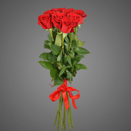 Букет из 9 роз Эксплорер с лентой