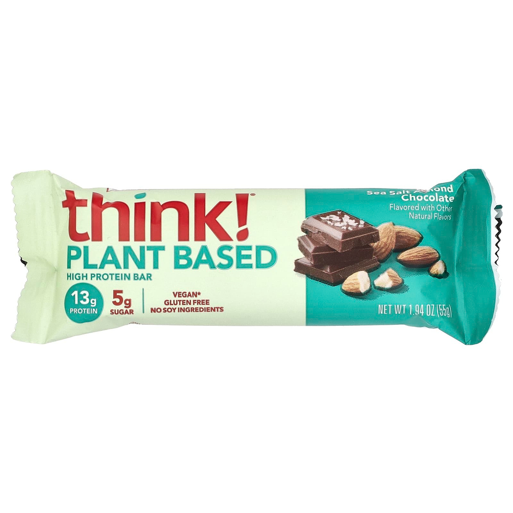 Think !, высокопротеиновые батончики, с морской солью, миндалем и шоколадом, 10 батончиков по 55 г (1,94 унции)