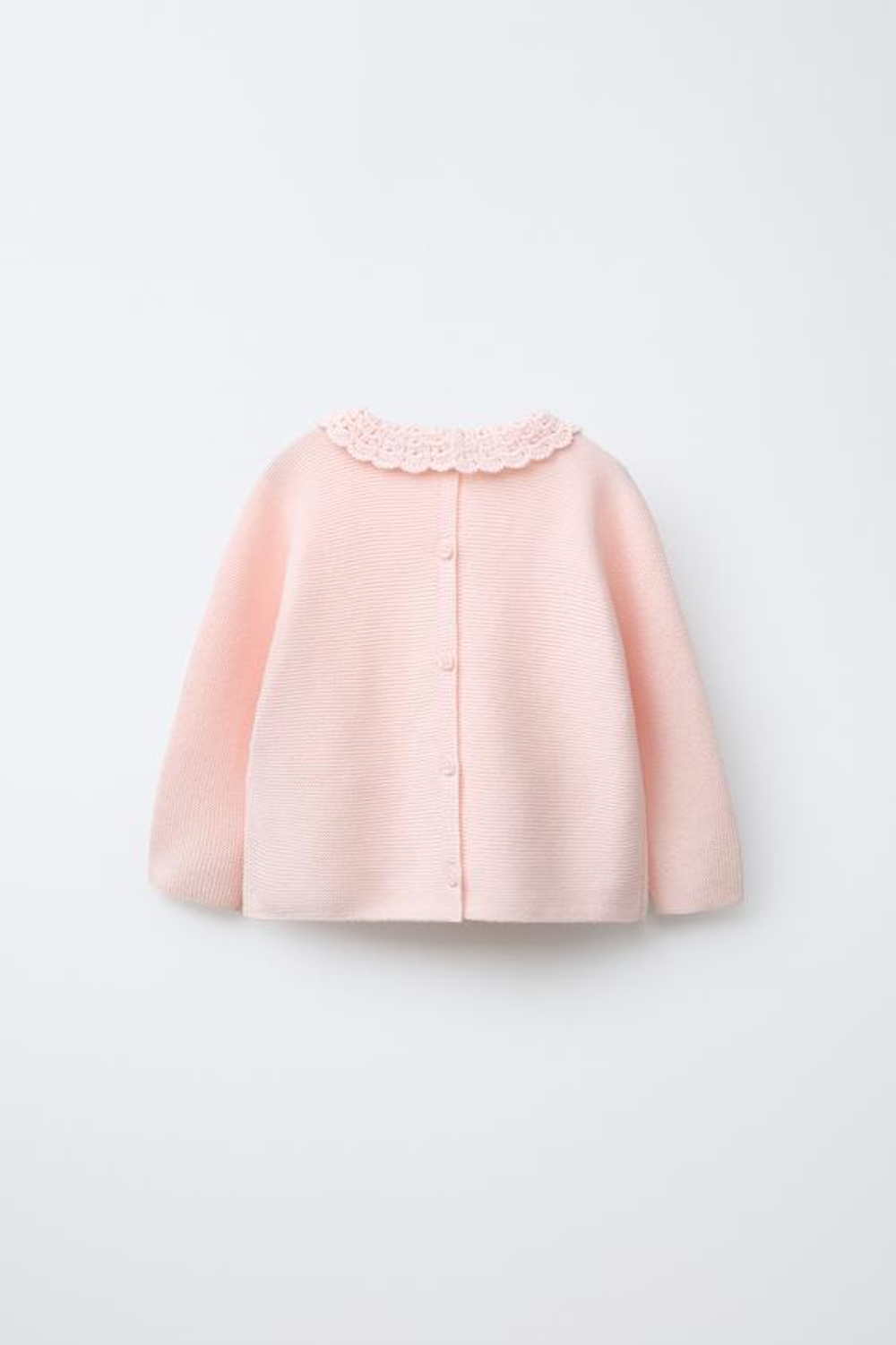 ZARA СВИТЕР ИЗ ТРИКОТАЖА С ГОРЛОВИНОЙ ИЗ КРУЖЕВА КРОШЕ, РОЗОВЫЙ