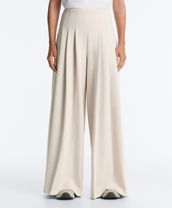 OYSHO Хлопковые широкие брюки-пике со складками, норка