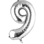 Шар фольгированный Цифра 9 102 см (Серебряный)