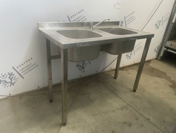 Мойка двухсекционная из нержавеющей стали 1200х600х860 (основание профиль 4х4)