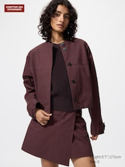 UNIQLO Короткая хлопковая куртка, темно-коричневый