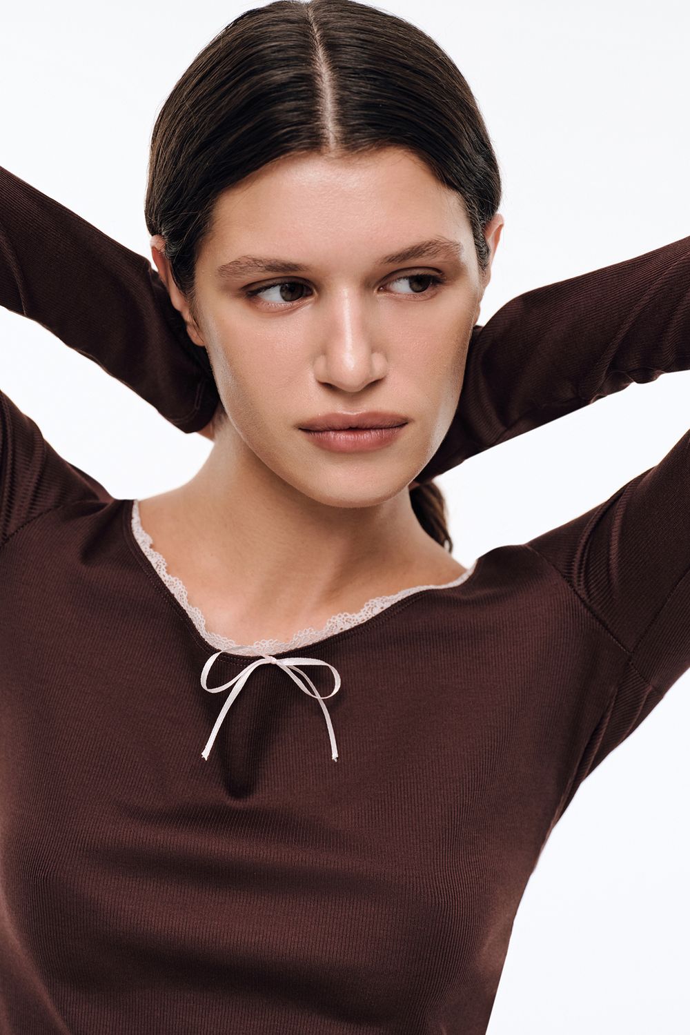 Лонгслив (Girlie), шоколадный