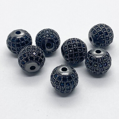 Бусина Milano LUX, цвет черный, диаметр 10 мм, цена за 1 шт