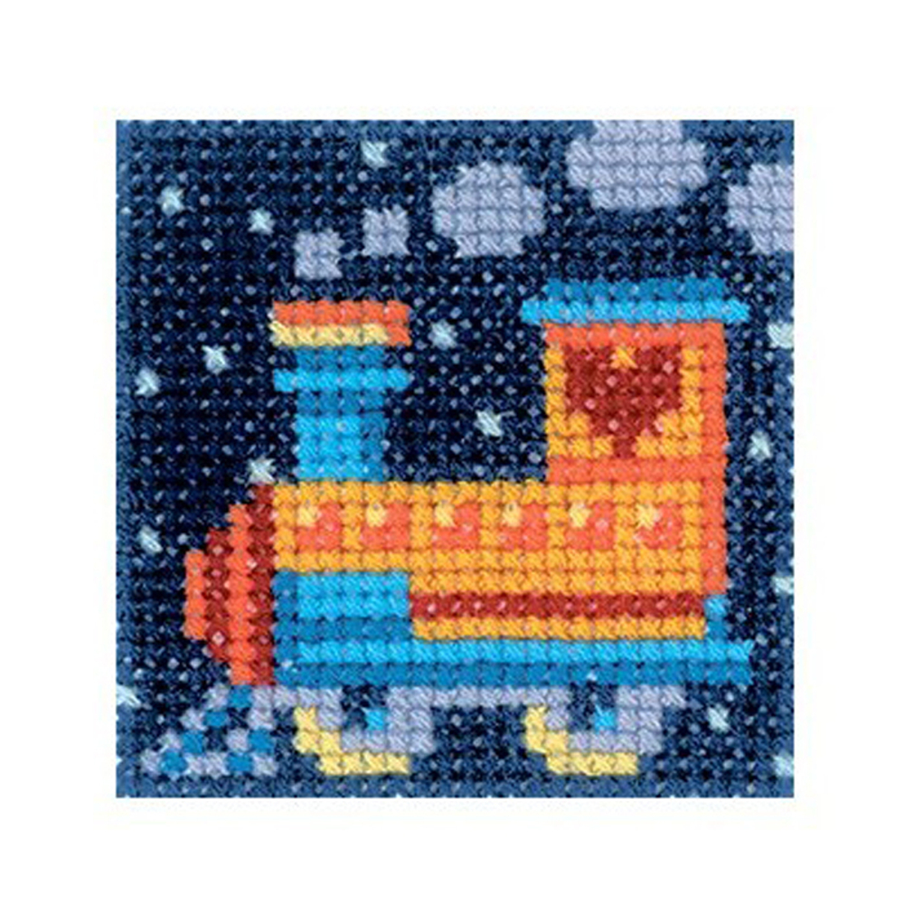 Название по-русски:	Паровоз¶Размер кадра, см:	5х5¶Тип канвы, каунт:	Аида 14¶Клеток на см:	55 клетки