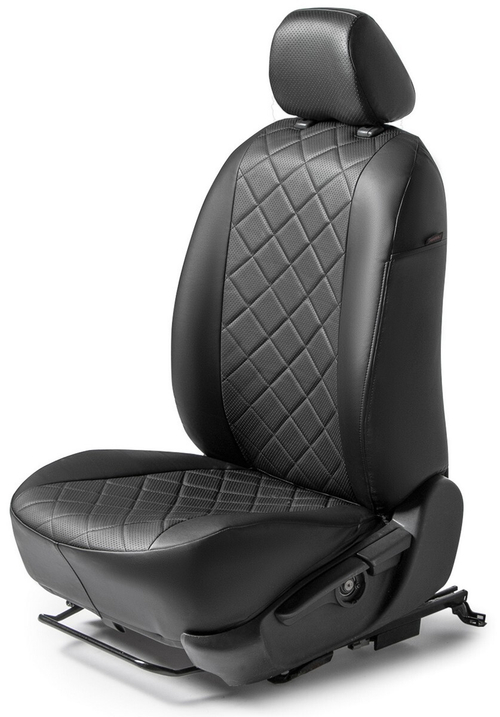 Авточехлы Rival Ромб (зад. спинка 40/60) для сидений Kia K5 седан 2020-н.в., эко-кожа, черные, SC.2811.2