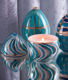 Espiral blue, свеча Bois de Russie Helicoidal Egg, Ladenac Milano